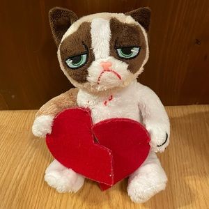 Rare Grumpy Cat Plush Stuffed Animal Toy Broken Heart Valentine's Day